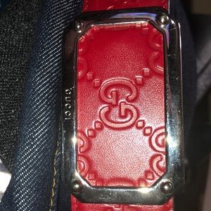 Gucci Red and tan leather belt